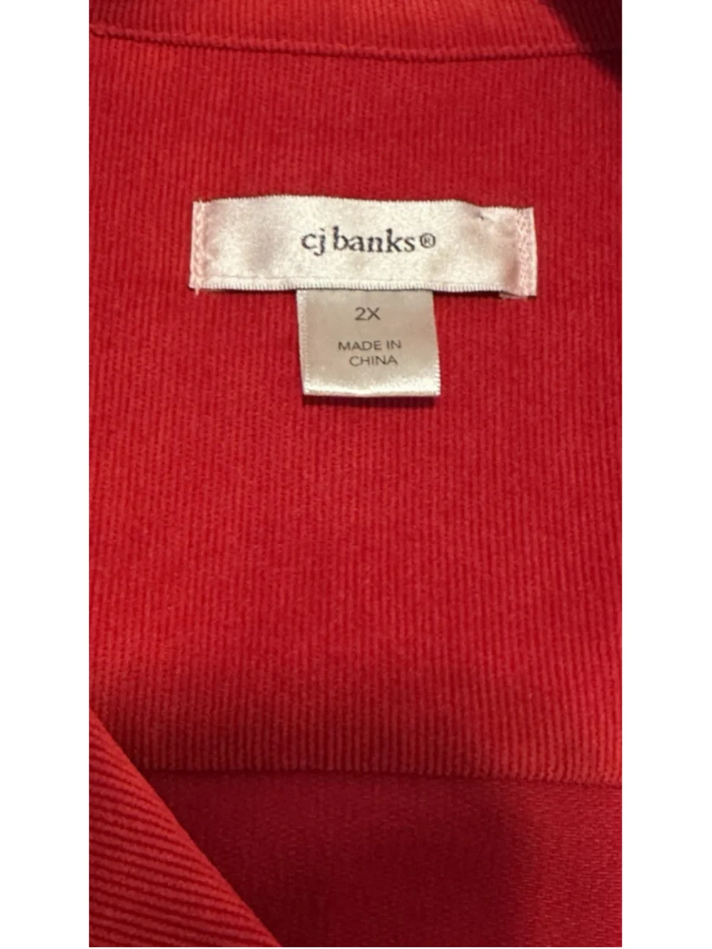 CJ Christopher Banks Corduroy Vest Womens 2X RED Lightweight High Neck Zipper
